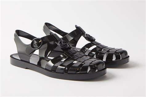 gucci rubber flat sandals|wearing Gucci rubber sandals.